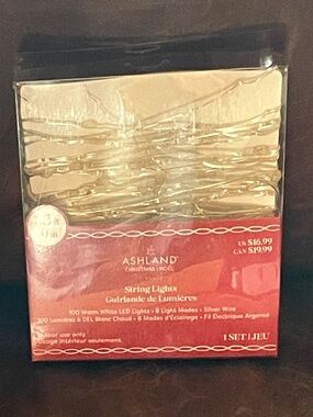 100 Count Warm White LED String Lights by Ashland Fairy Mini Indoor 33ft NEW